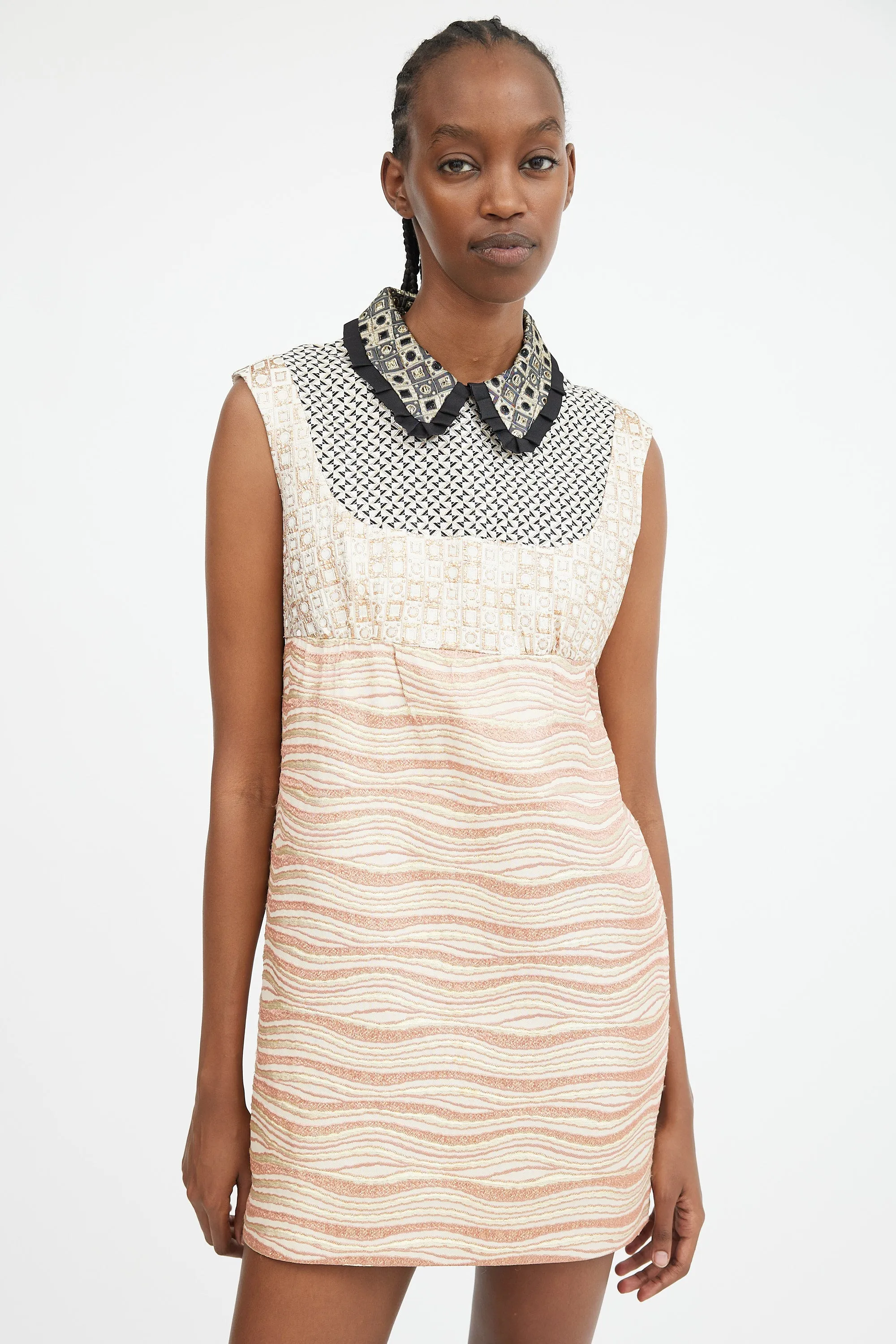 2007 Pink Gold & Multicolour Jacquard Patterned Dress