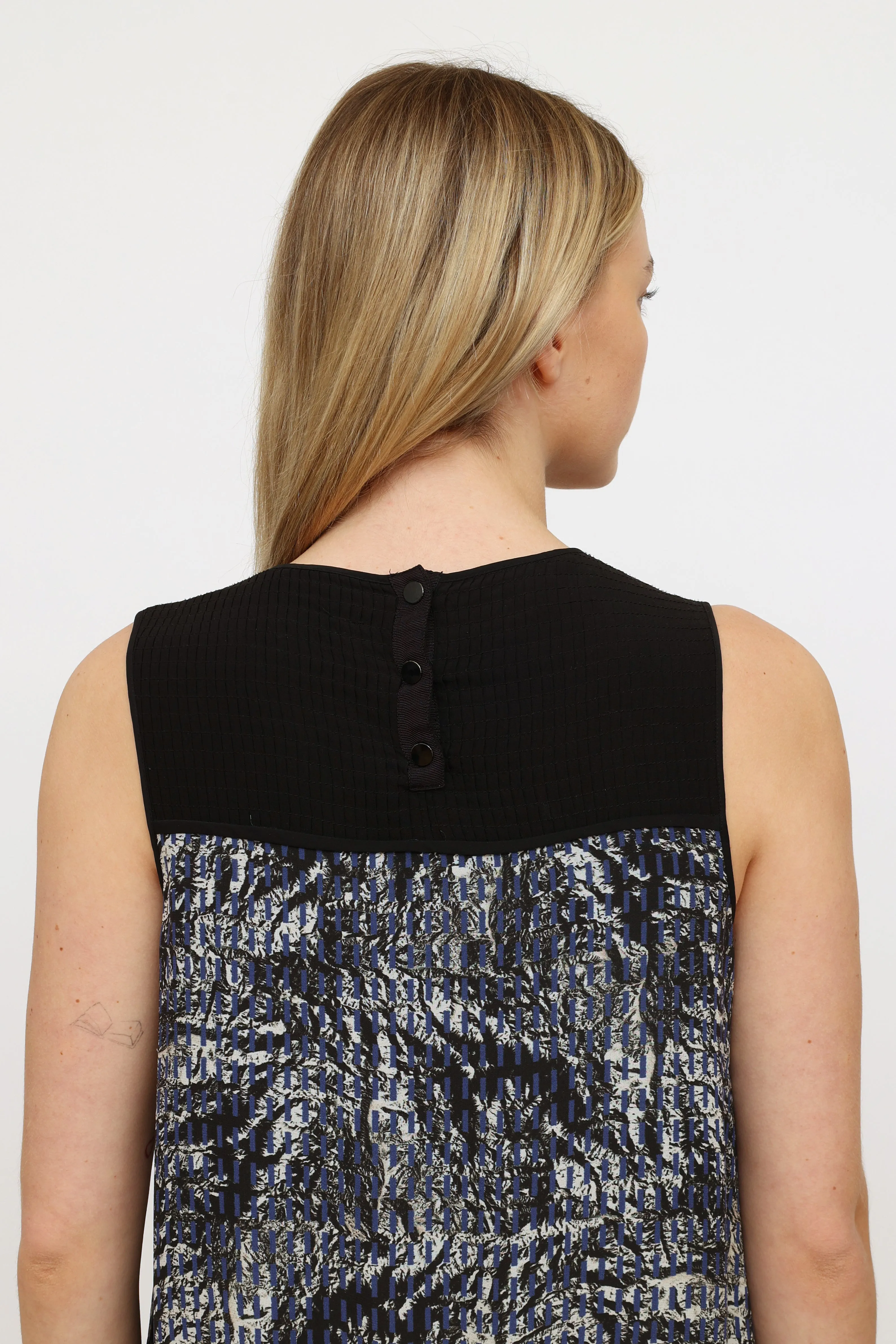 Black Blue & Cream Pattern Dress