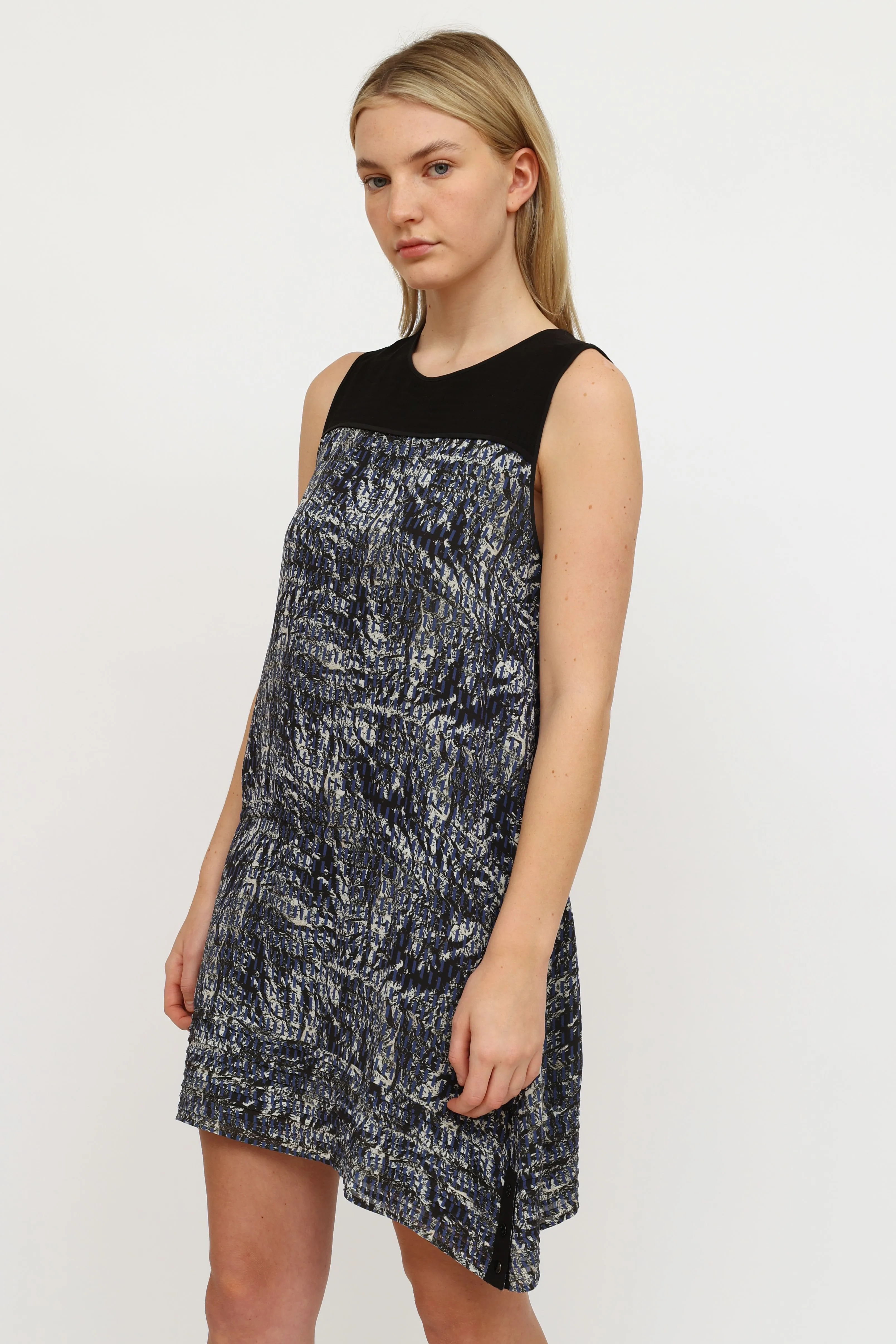 Black Blue & Cream Pattern Dress