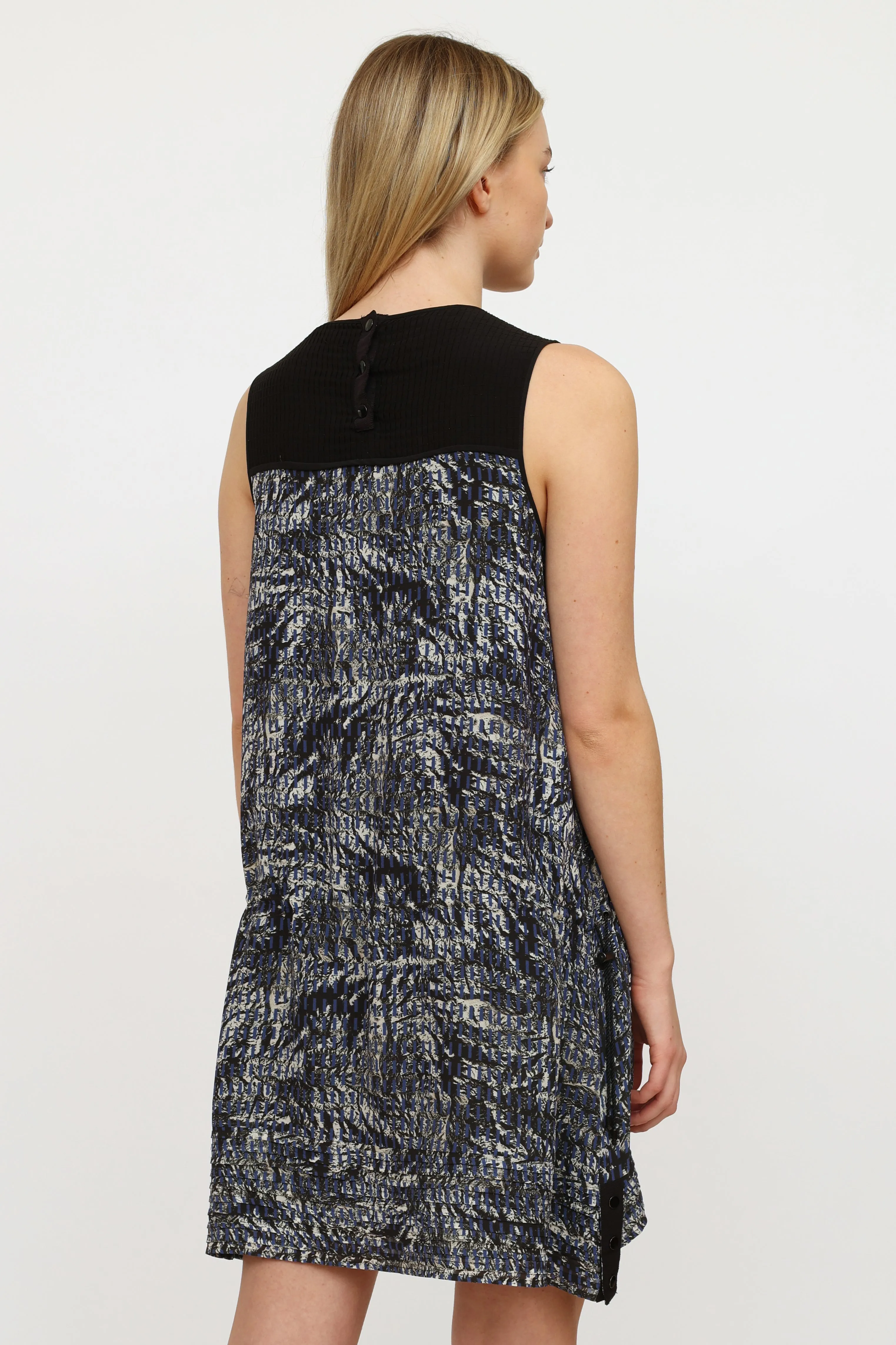 Black Blue & Cream Pattern Dress