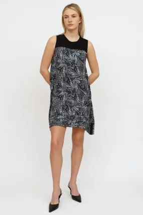 Black Blue & Cream Pattern Dress