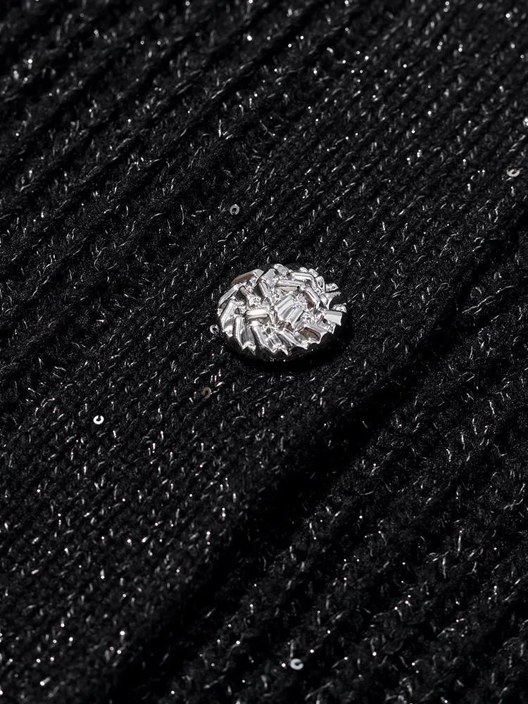 Black Sequins Wool Cardigan