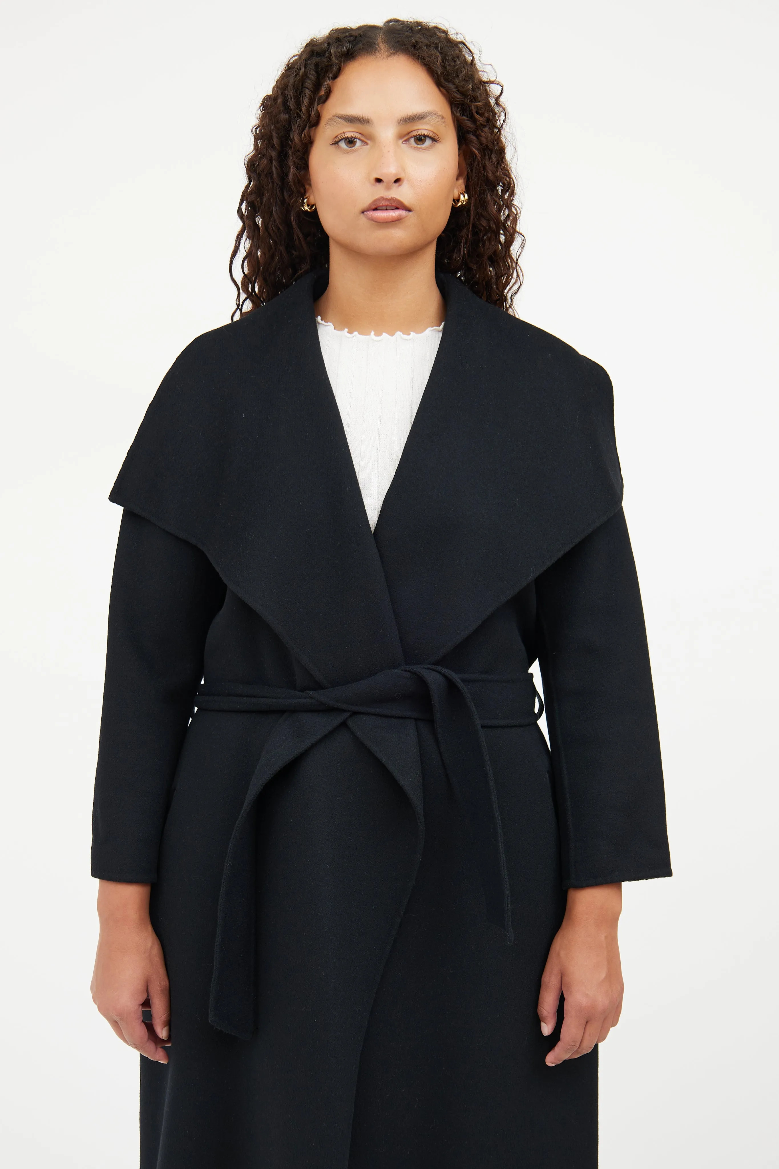 Black Wool Wrap Jacket