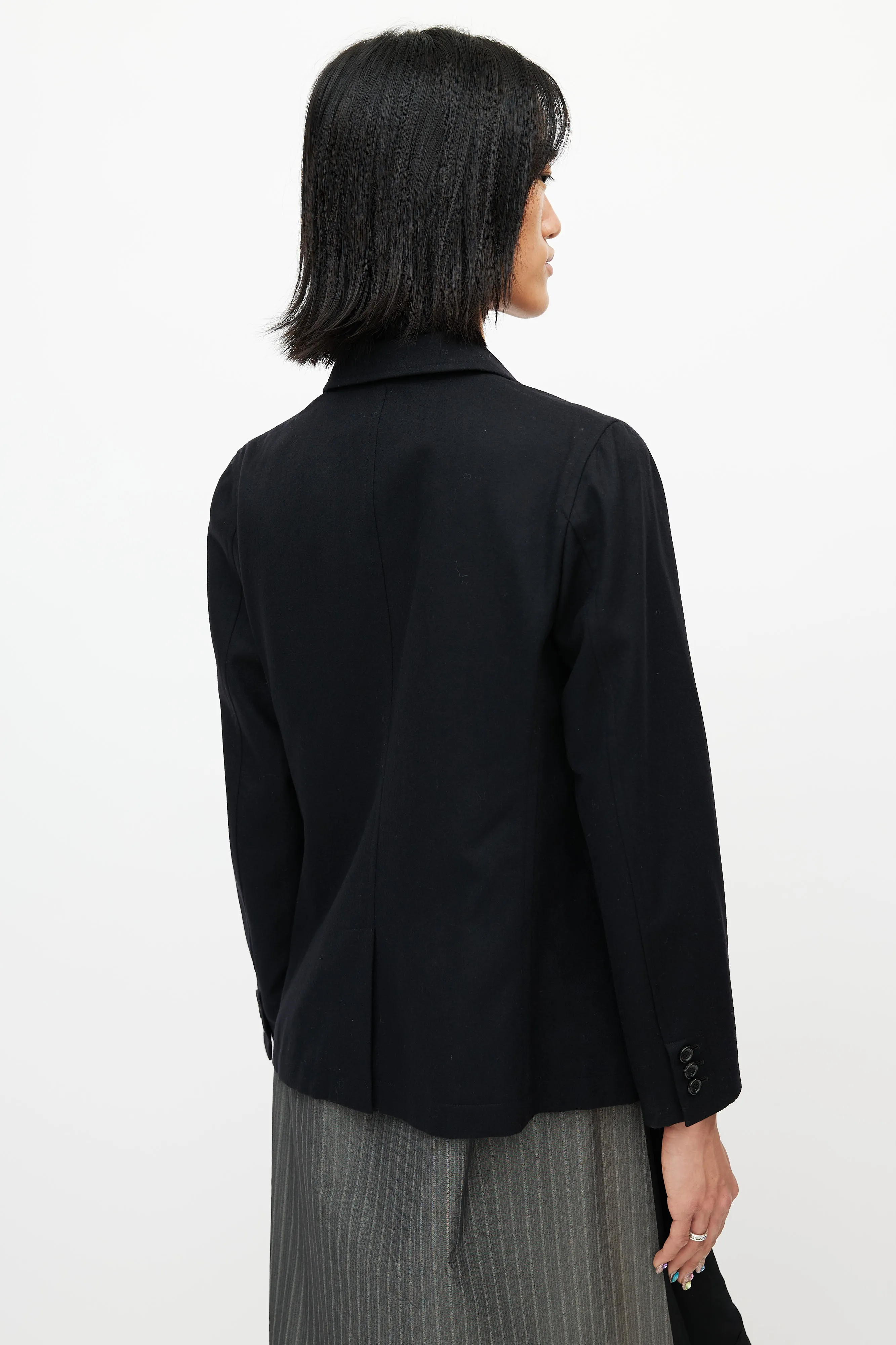 Black Wool Zip Blazer