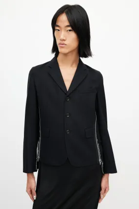Black Wool Zip Blazer