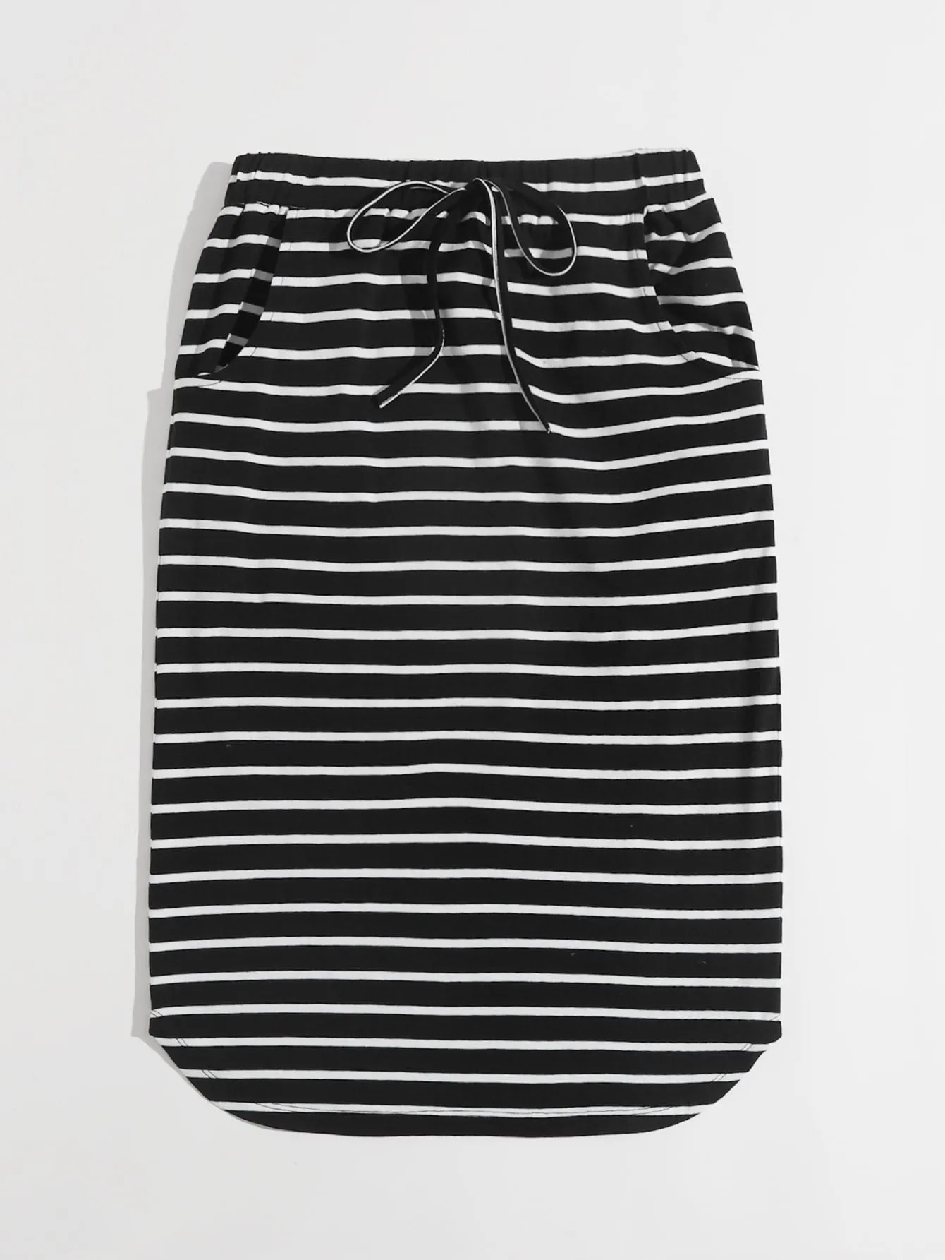 Casual Striped Pocket High Waist Short Women Skirt