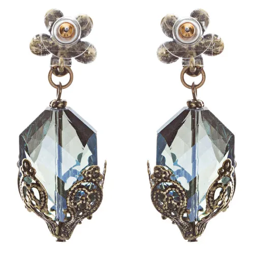 Contemporary Fashion Uniquely Charming Floral Design Dangle Earrings E835 Blue