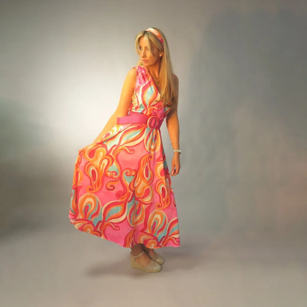 D.E.C.K By Decollage 9593 Sleeveless Midaxi Print Dress (4 Colours And Prints)