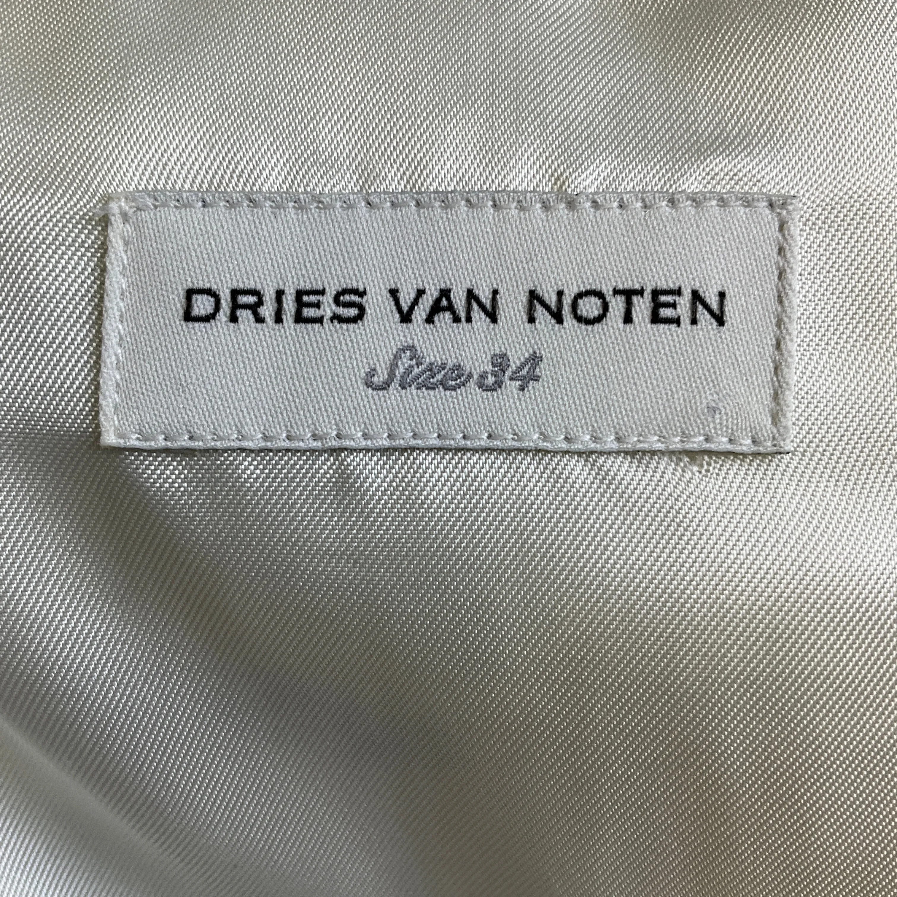 Dries Van Noten Ecru / Black Zebra Patterned Deep V-Neck Midi Dress