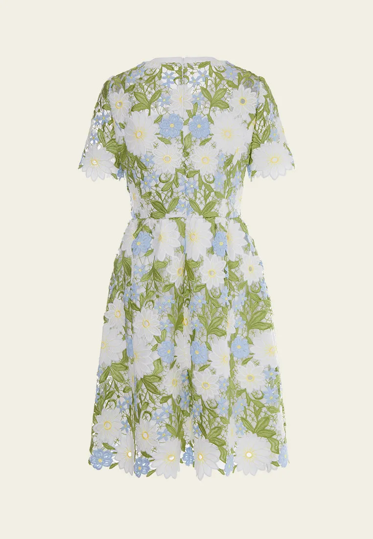 Green Floral Lace Midi Dress