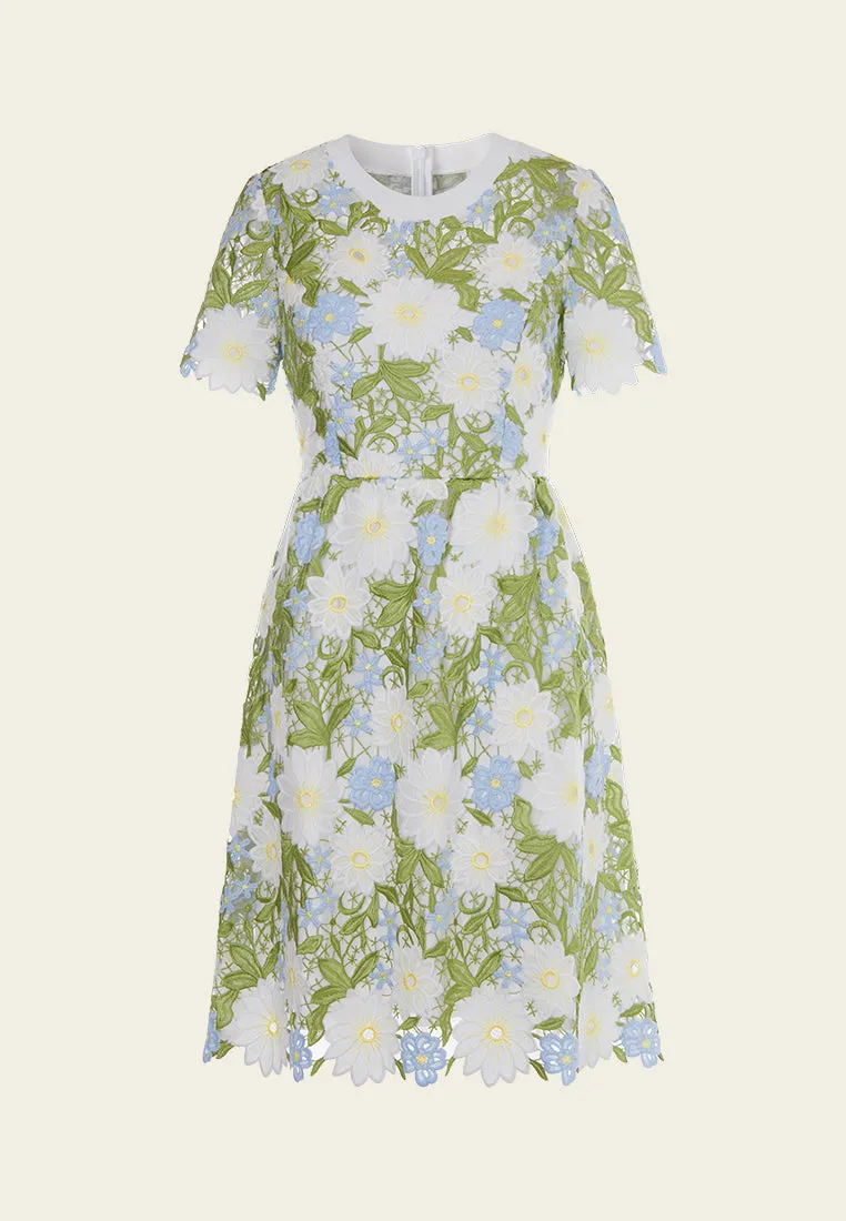 Green Floral Lace Midi Dress