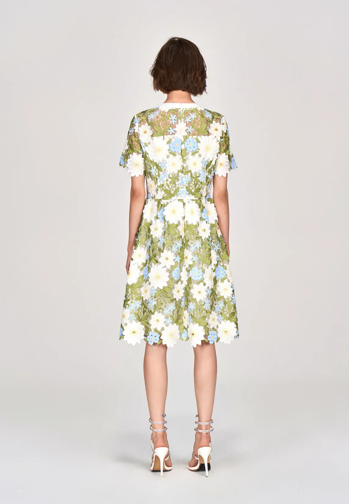 Green Floral Lace Midi Dress