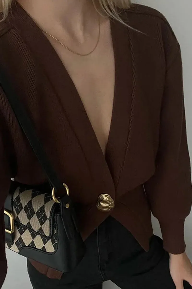 HWT1299 V-Neck Knit Wrap Cardigan