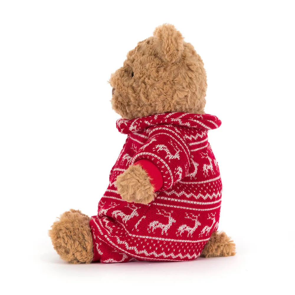 Jellycat Soft Toy Bartholomew Bear Winter Pyjamas