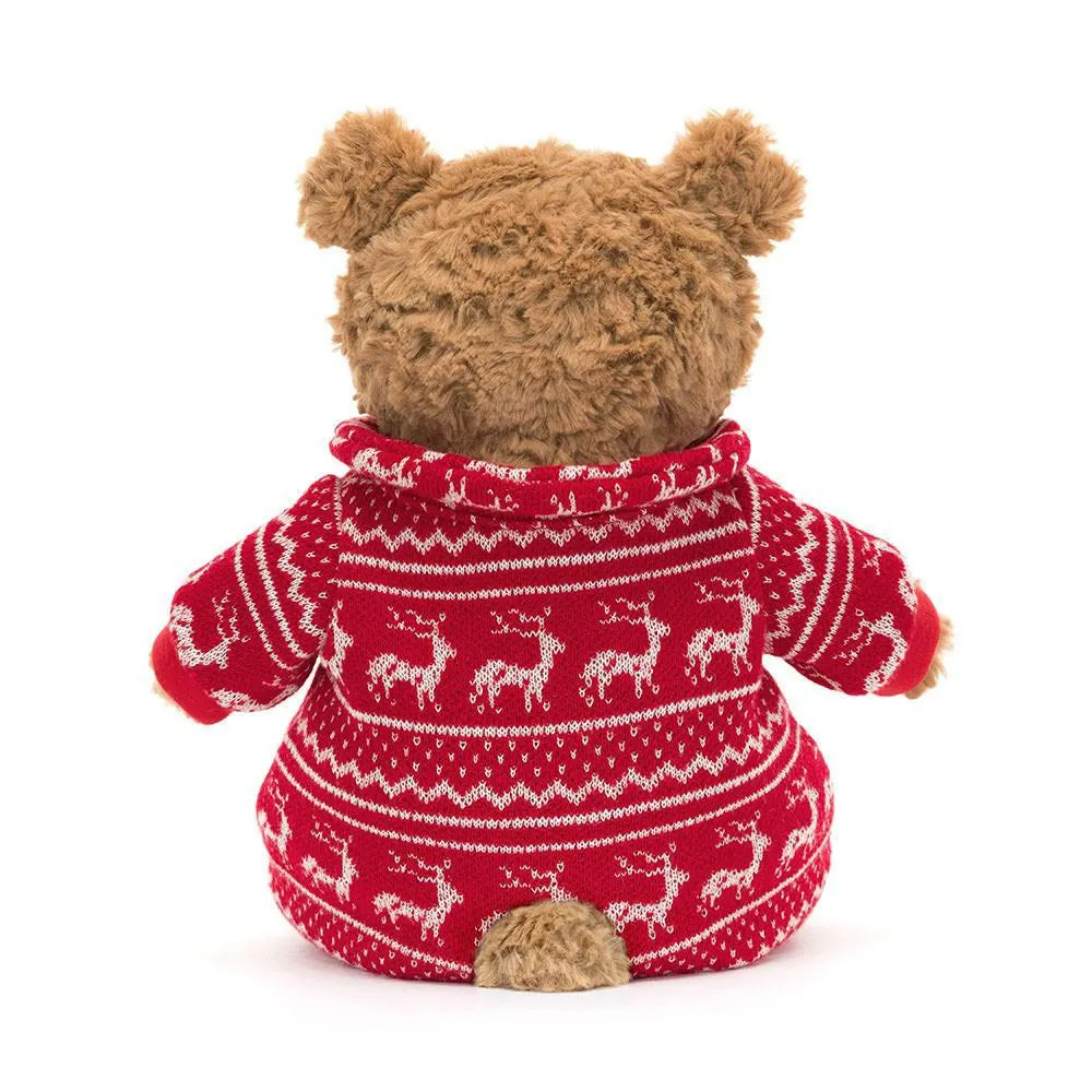 Jellycat Soft Toy Bartholomew Bear Winter Pyjamas
