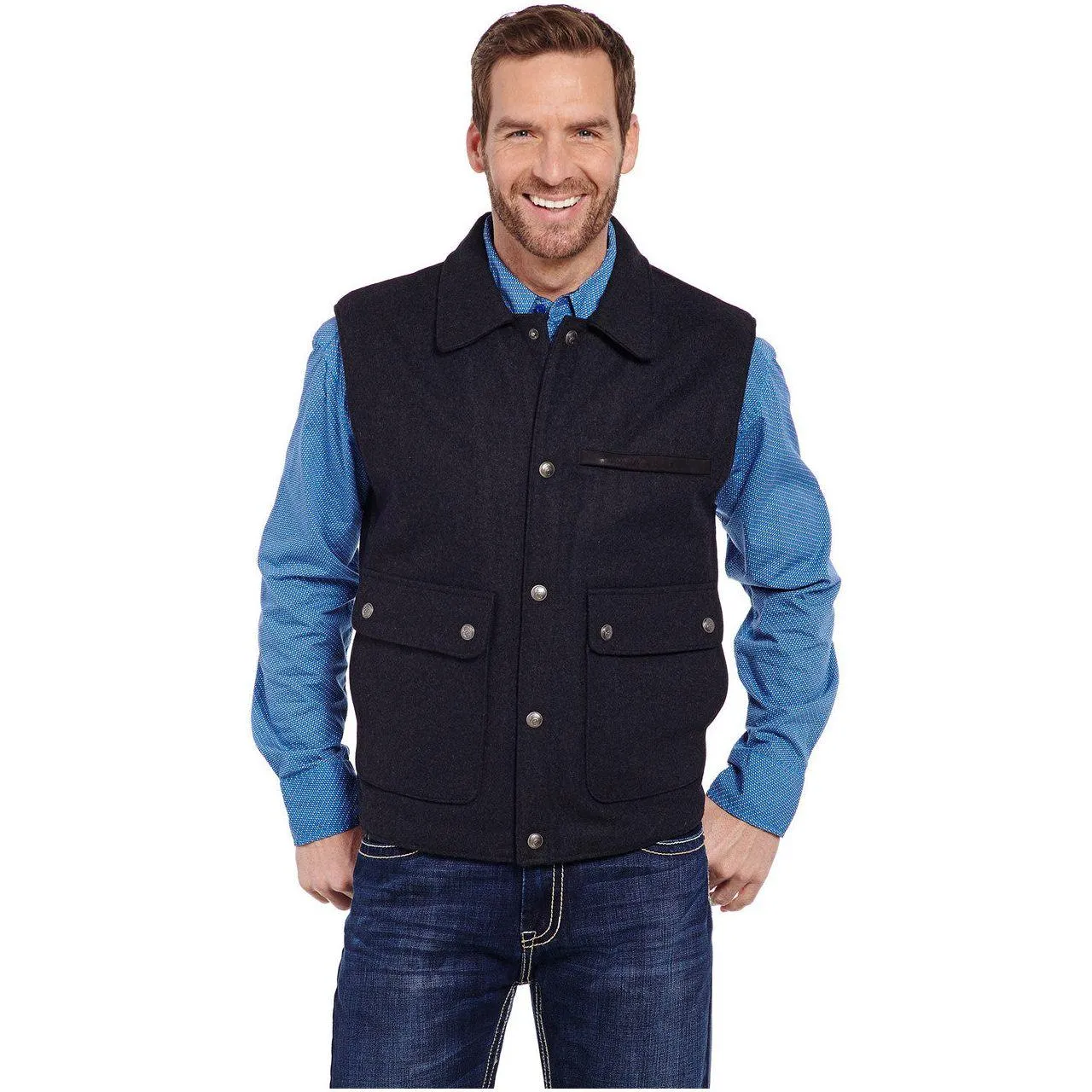 Men's Cripple Creek Wool Melton Vest With Nubuck Leather Trim & Concealed Carry Pocket CR38566-46