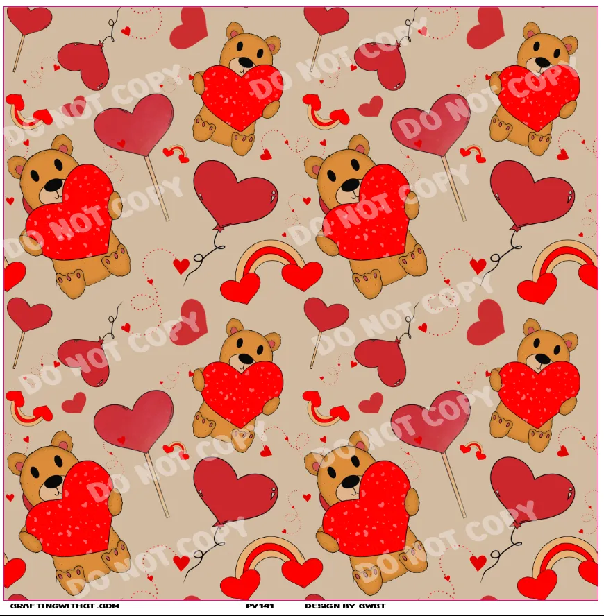 PV141 red heart bears vinyl sheet
