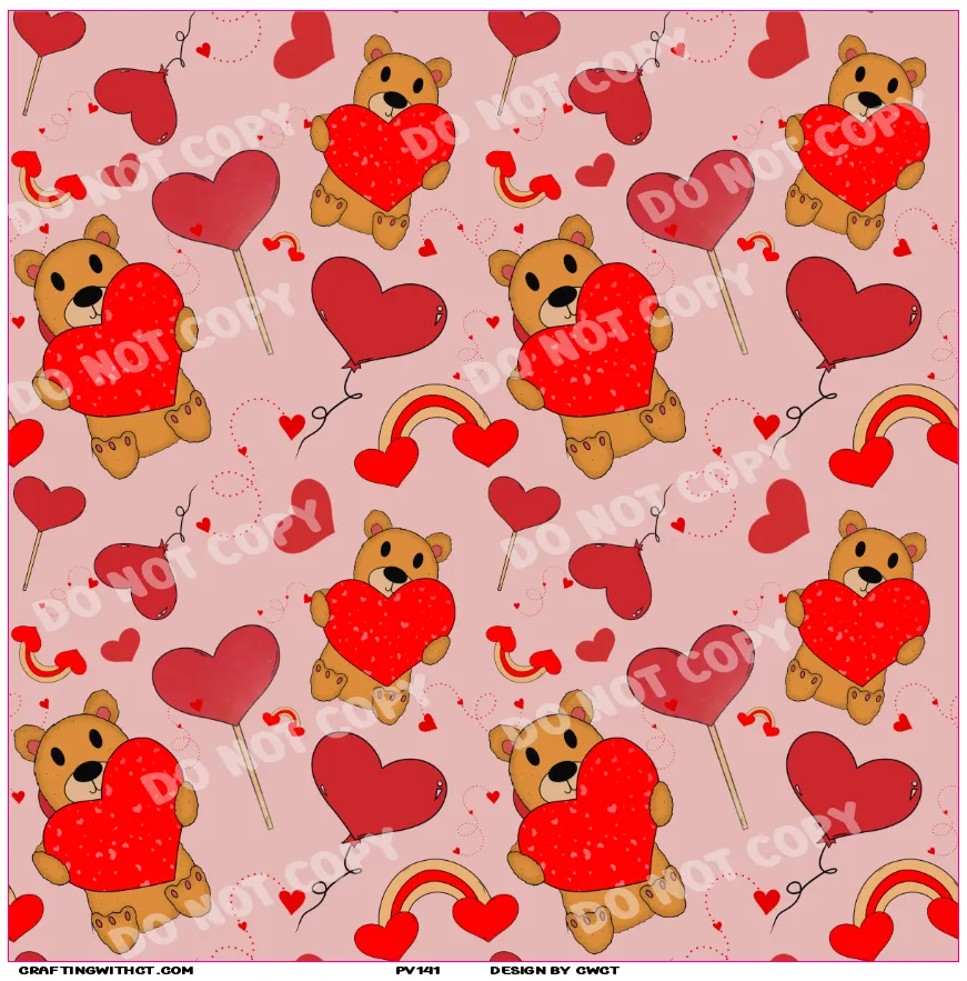 PV141 red heart bears vinyl sheet