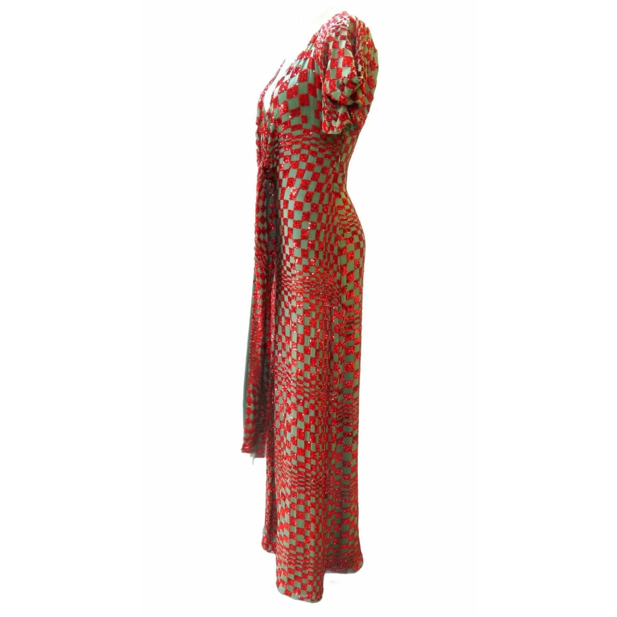 Red Sequin Harlequin Gown