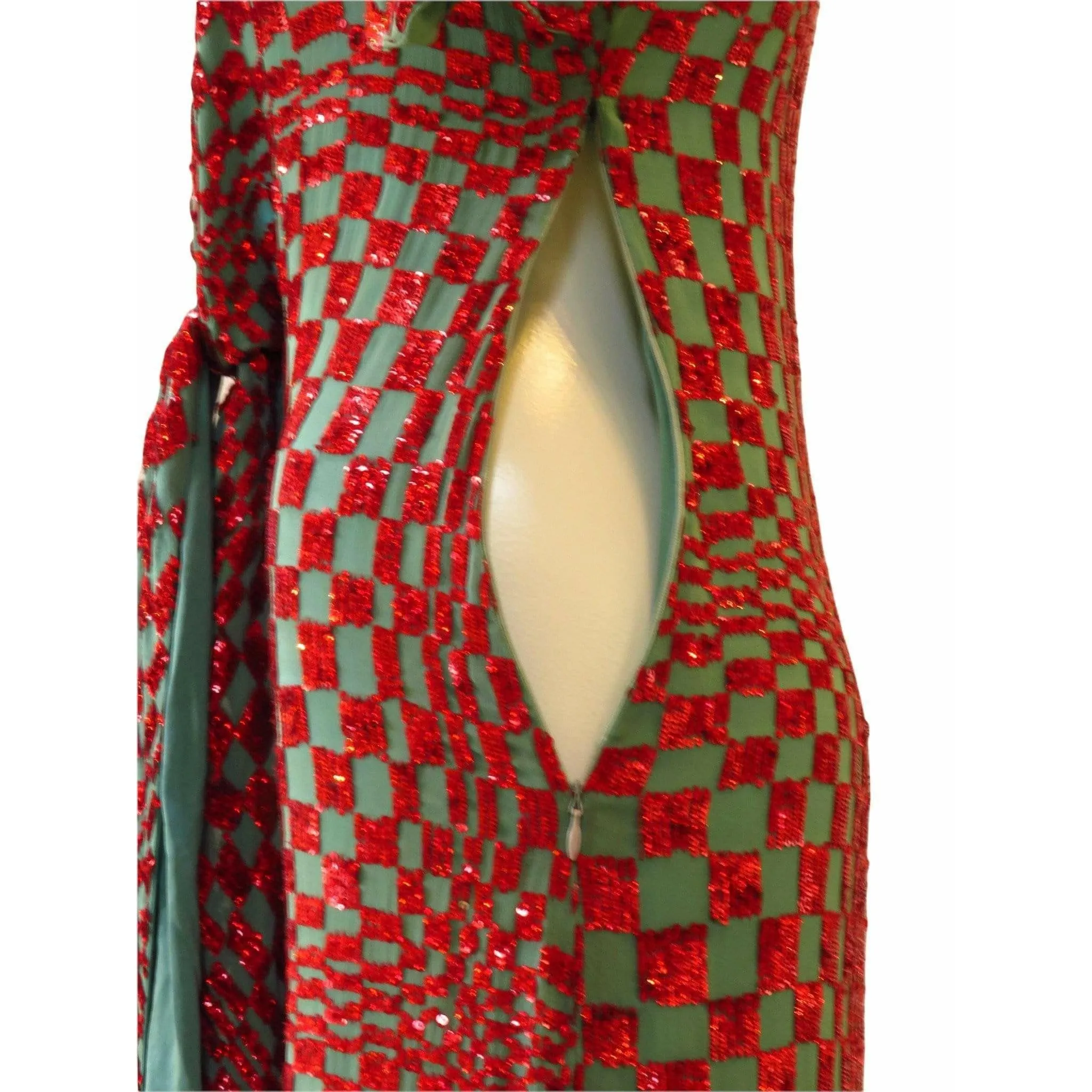 Red Sequin Harlequin Gown