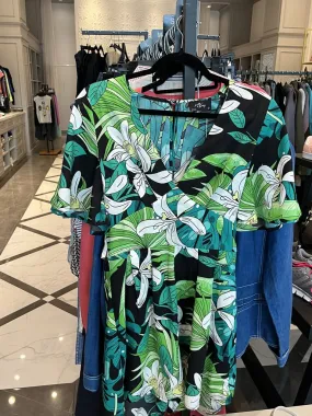 (S) Tropical Leaf Patterned Romper