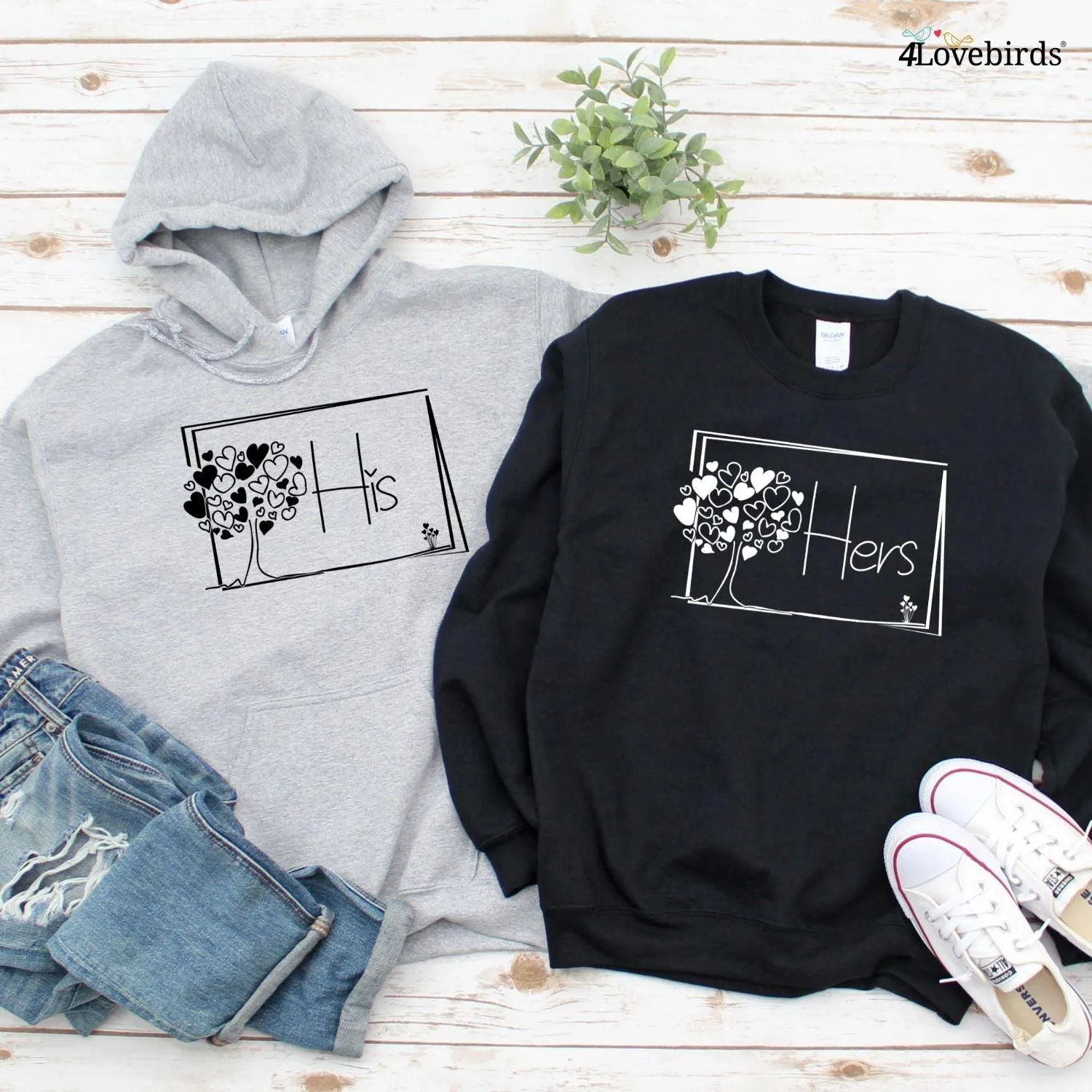 Valentine's Day Matching Set: His & Hers Hoodie & Sweatshirt for Couples Gifts